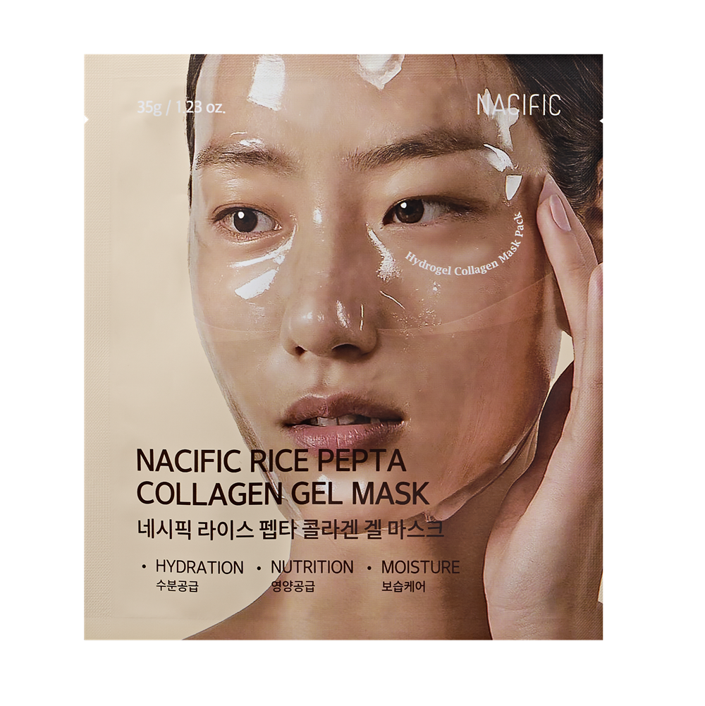 NACIFIC RICE PEPTA Collagen Gel Mask kolageno gelinė veido kaukė su peptidų kompleksu ir ryžių ekstraktu, 35 g.