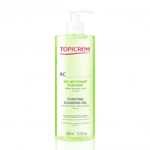 TOPICREM AC Purifying Cleansing Gel - Švarinamoji želė - prausiklis mišriai - riebiai odai, 400 ml